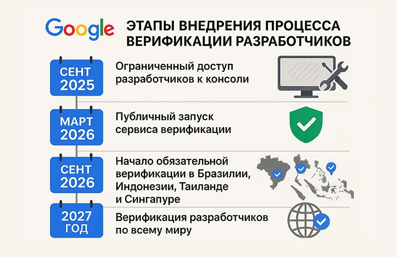 Этапы внедрения процесса верификации разработчиков от Google
