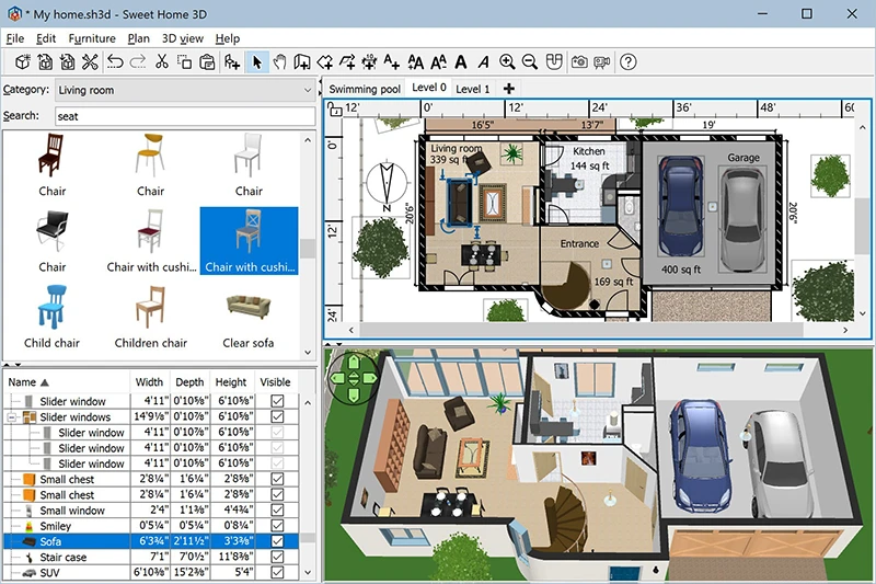 Скриншот программы Sweet Home 3D