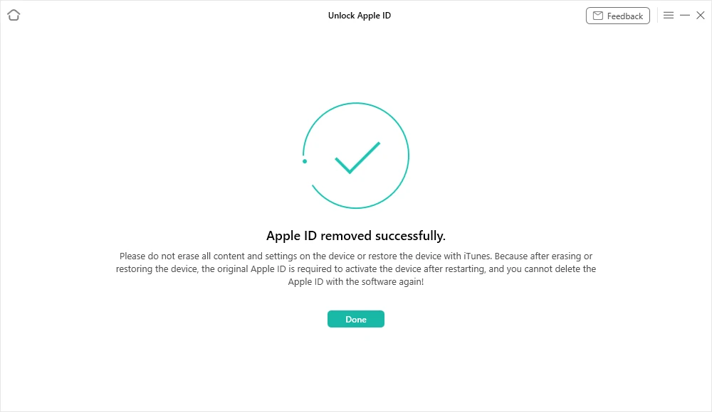 Apple ID удален успешно Apple ID удален успешно