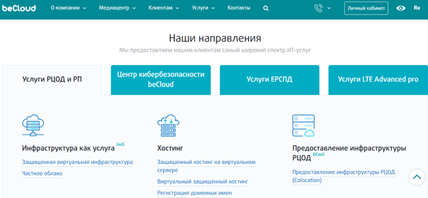 Услуги beCloud
