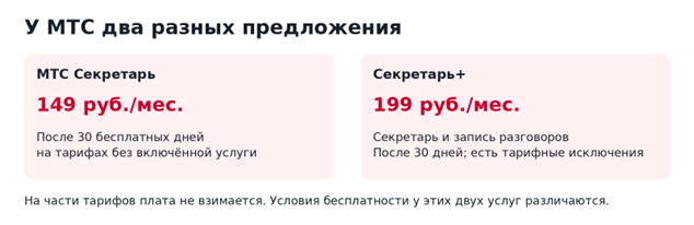 Платные варианты МТС без тарифных льгот Платные варианты МТС без тарифных льгот